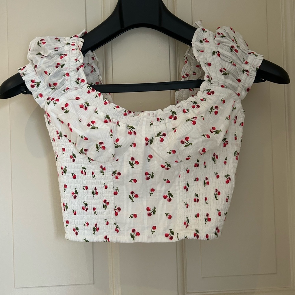 White Floral Smocked Women's Top